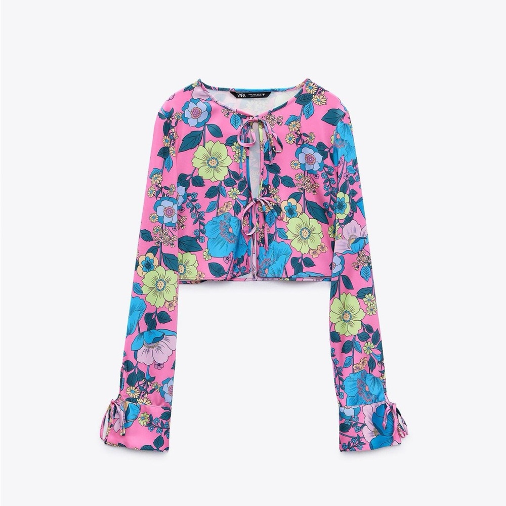 Zara Floral Satin Effect Printed Top